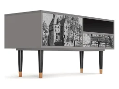 Outlet Mueble de TV - 115х59х48 cm - T3 - Castle with Bridge, Cinza Cinzento