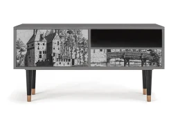 Outlet Mueble de TV - 115х59х48 cm - T3 - Castle with Bridge, Cinza Cinzento
