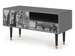 Outlet Mueble de TV - 115х59х48 cm - T3 - Castle with Bridge, Cinza Cinzento