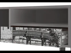Outlet Mueble de TV - 115х59х48 cm - T3 - Castle with Bridge, Cinza Cinzento