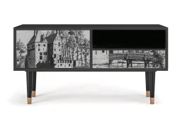 Móvel De Tv* Mueble de TV - 115х59х48 cm - T3 - Castle with Bridge, Antracite Cinza antracite