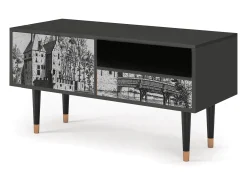Móvel De Tv* Mueble de TV - 115х59х48 cm - T3 - Castle with Bridge, Antracite Cinza antracite