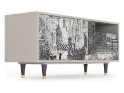 Móvel De Tv| Mueble de TV - 125х56х41 cm - T7 - Castle with Bridge, Areia Bege