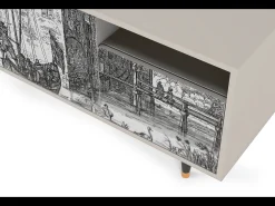 Móvel De Tv| Mueble de TV - 125х56х41 cm - T7 - Castle with Bridge, Areia Bege