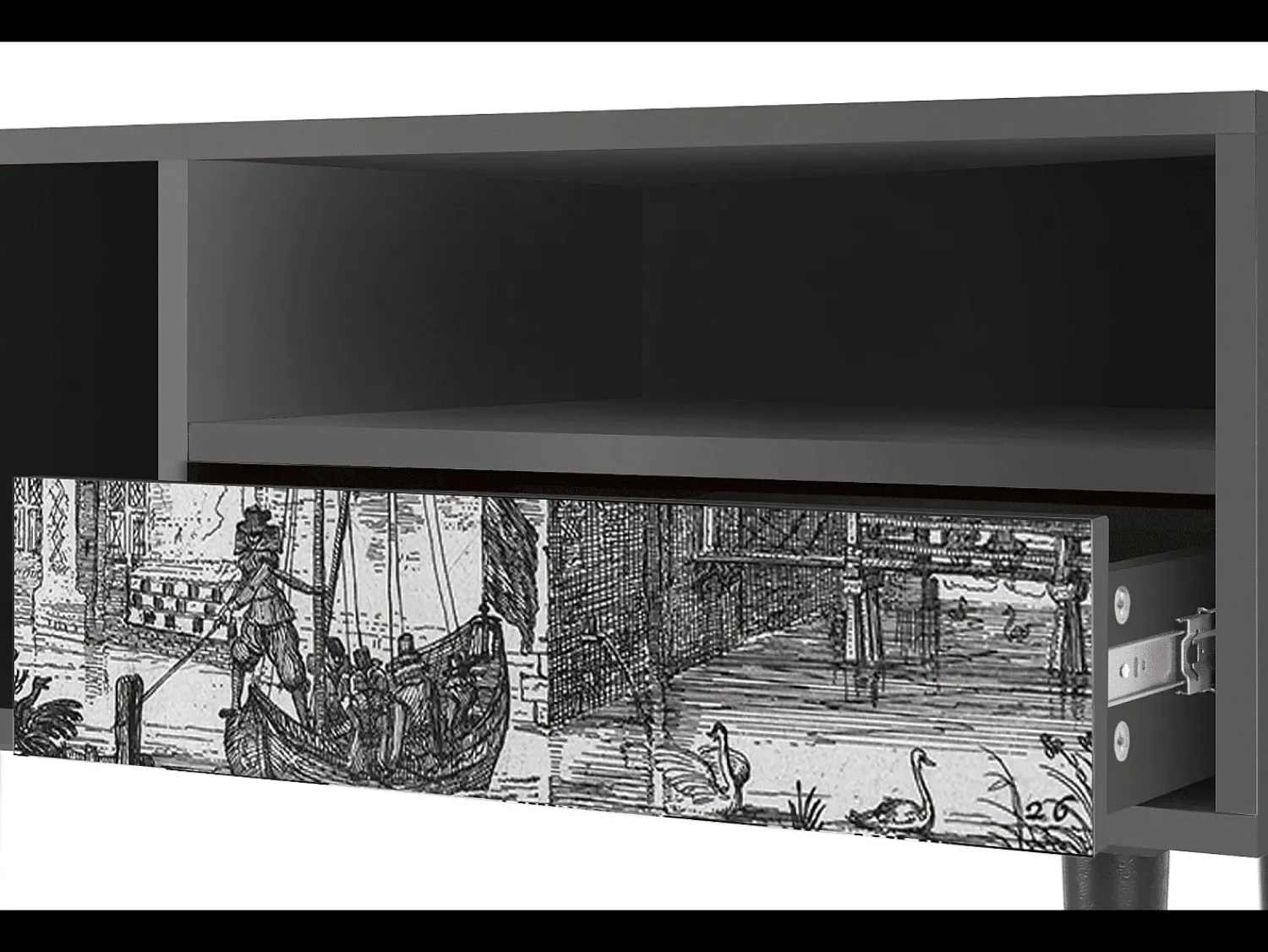 Móvel De Tv* Mueble de TV - 115х59х48 cm - T3 - Castle by Breugel, Antracite Cinza antracite