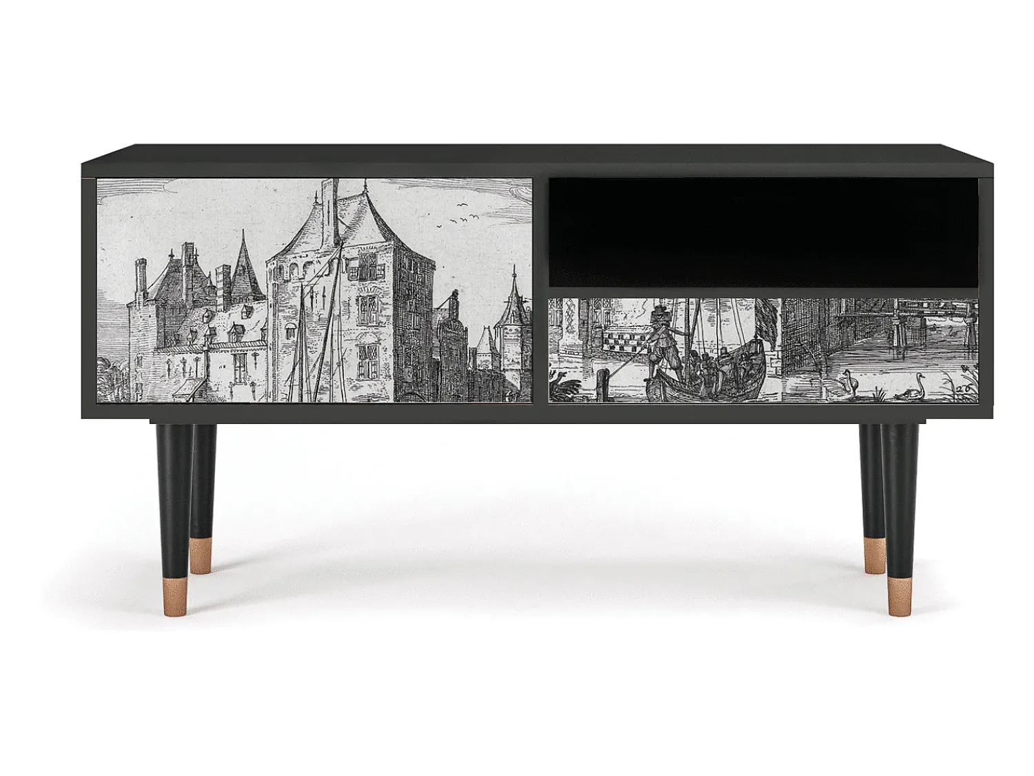 Móvel De Tv* Mueble de TV - 115х59х48 cm - T3 - Castle by Breugel, Antracite Cinza antracite