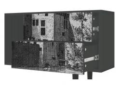 Móvel De Tv* Mueble de TV - 170х69х48 cm - T1 - Castle with Bridge, Antracite Cinza antracite
