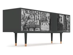 Móvel De Tv* Mueble de TV - 170х69х48 cm - T1 - Castle with Bridge, Antracite Cinza antracite