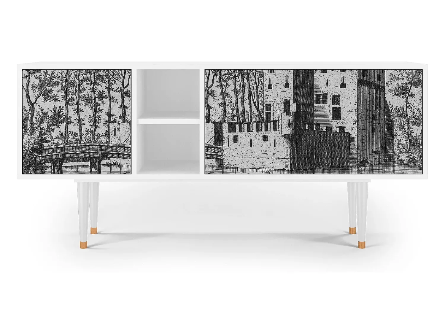 Mueble de TV - 150х69х41 cm - T5 - Castle by Breugel, Branco^ Móvel De Tv