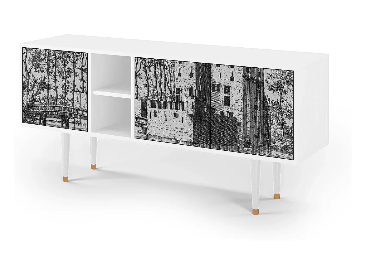 Mueble de TV - 150х69х41 cm - T5 - Castle by Breugel, Branco^ Móvel De Tv