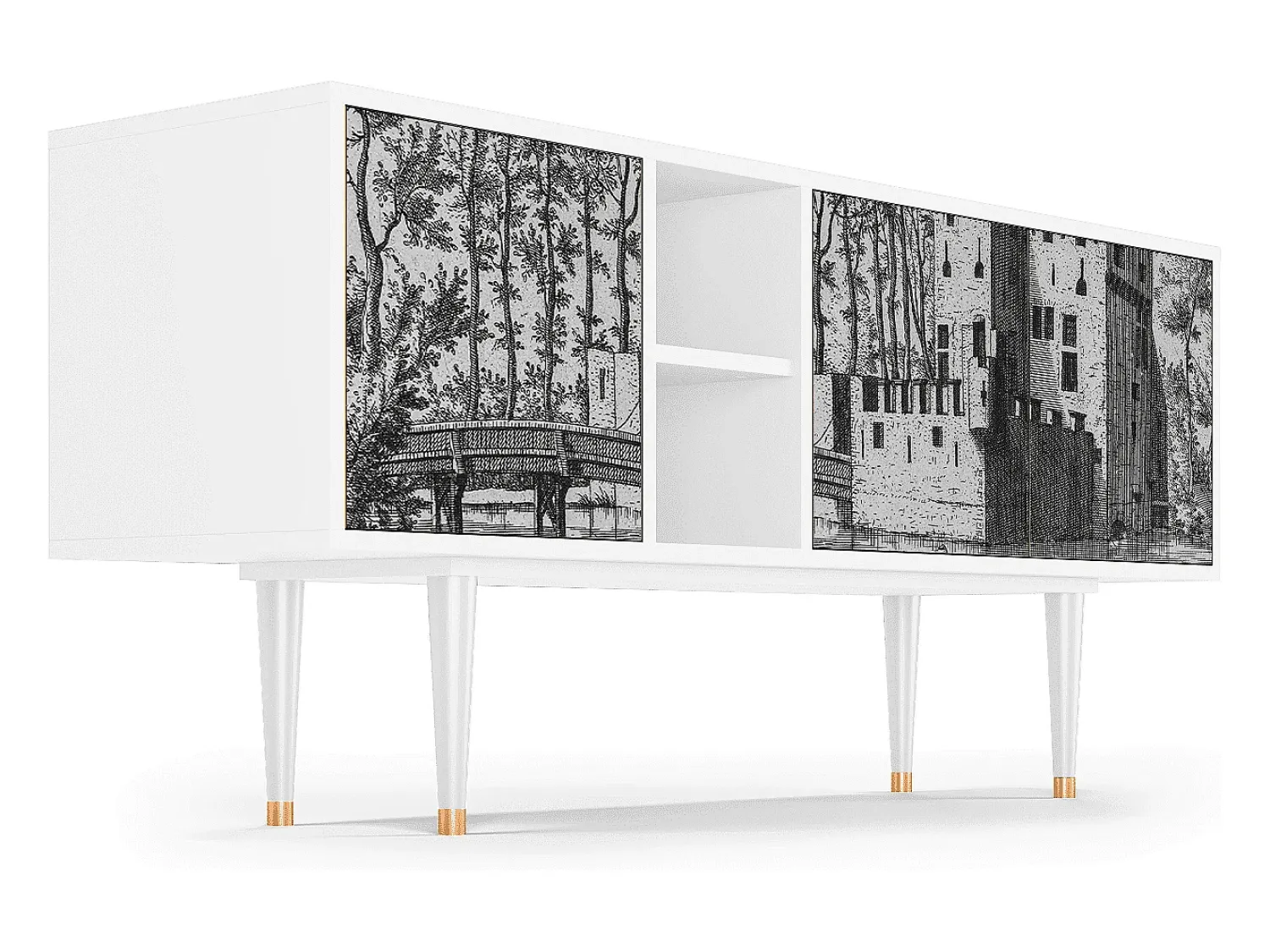 Mueble de TV - 150х69х41 cm - T5 - Castle by Breugel, Branco^ Móvel De Tv