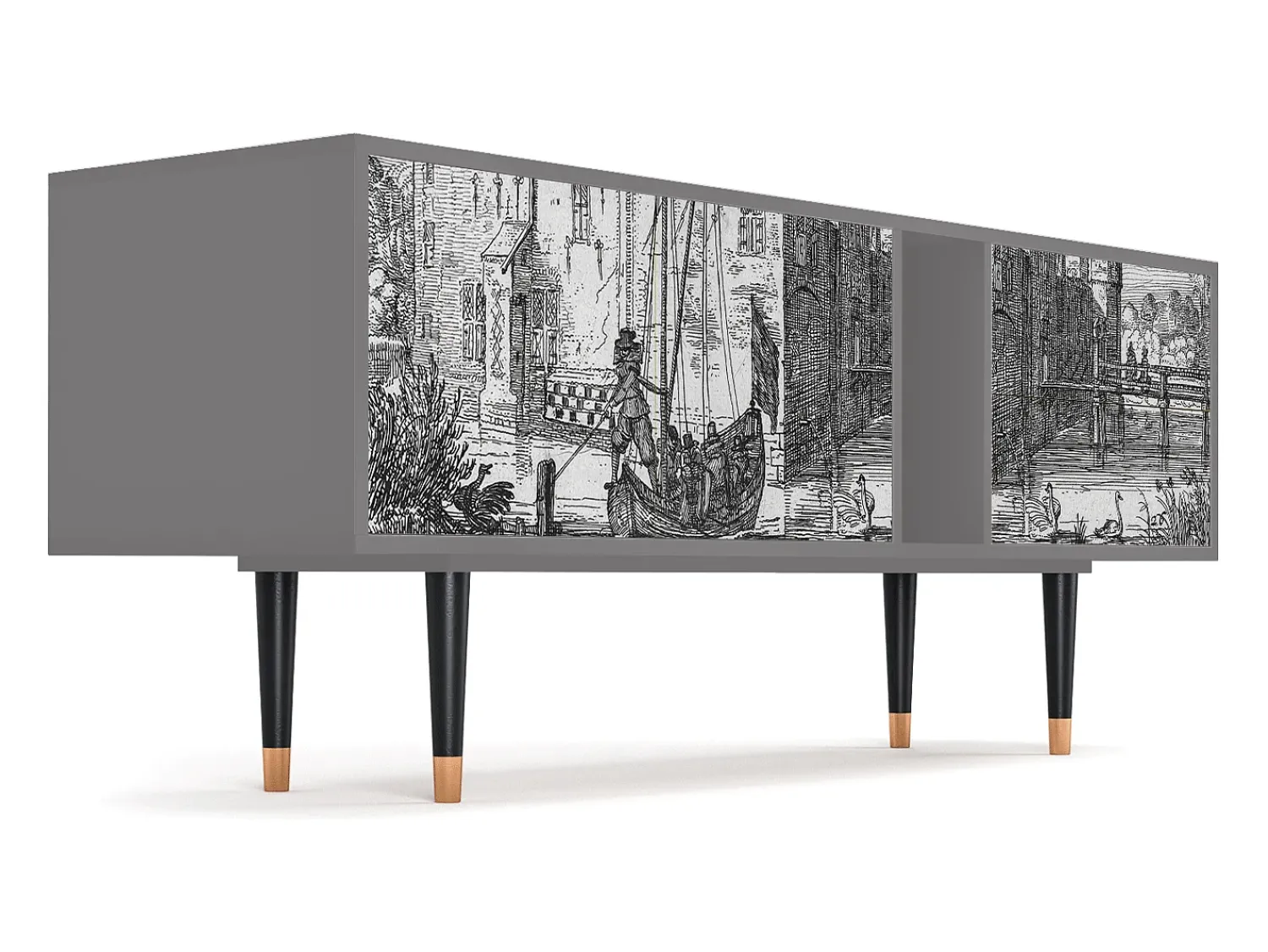 Mueble de TV - 170х69х48 cm - T1 - Castle by Breugel, Cinza^ Móvel De Tv