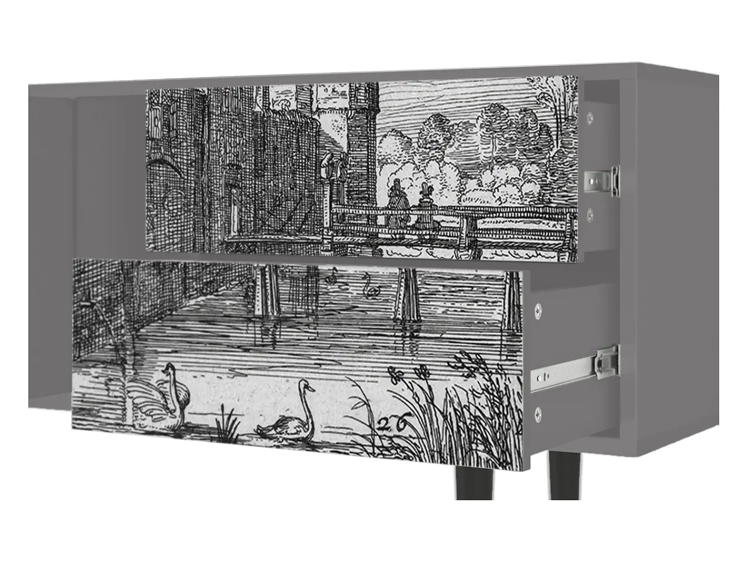 Mueble de TV - 170х69х48 cm - T1 - Castle by Breugel, Cinza^ Móvel De Tv