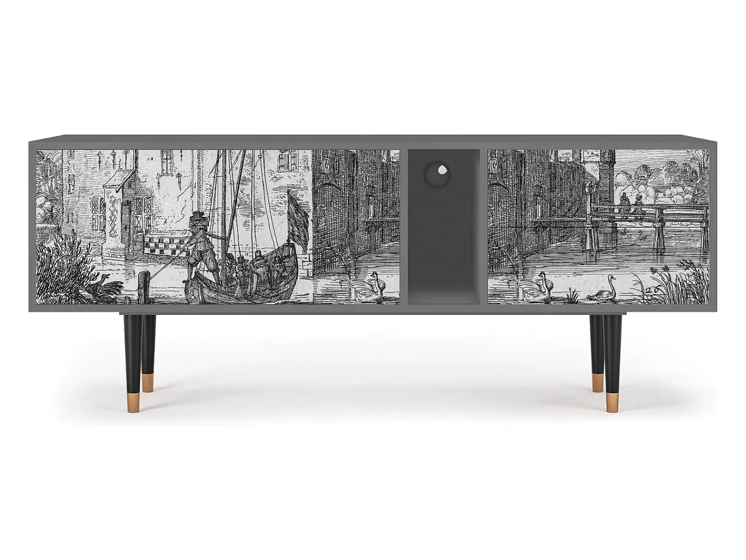 Mueble de TV - 170х69х48 cm - T1 - Castle by Breugel, Cinza^ Móvel De Tv