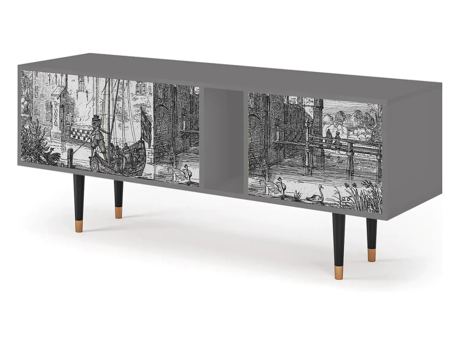 Mueble de TV - 170х69х48 cm - T1 - Castle by Breugel, Cinza^ Móvel De Tv