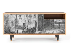 Mueble de TV - 125х56х41 cm - T7 - Castle with Bridge, Nogueira^ Móvel De Tv
