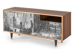 Mueble de TV - 125х56х41 cm - T7 - Castle with Bridge, Nogueira^ Móvel De Tv