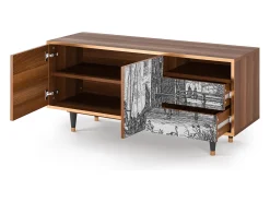 Mueble de TV - 125х56х41 cm - T7 - Castle with Bridge, Nogueira^ Móvel De Tv