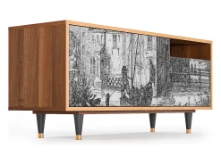 Mueble de TV - 125х56х41 cm - T7 - Castle with Bridge, Nogueira^ Móvel De Tv