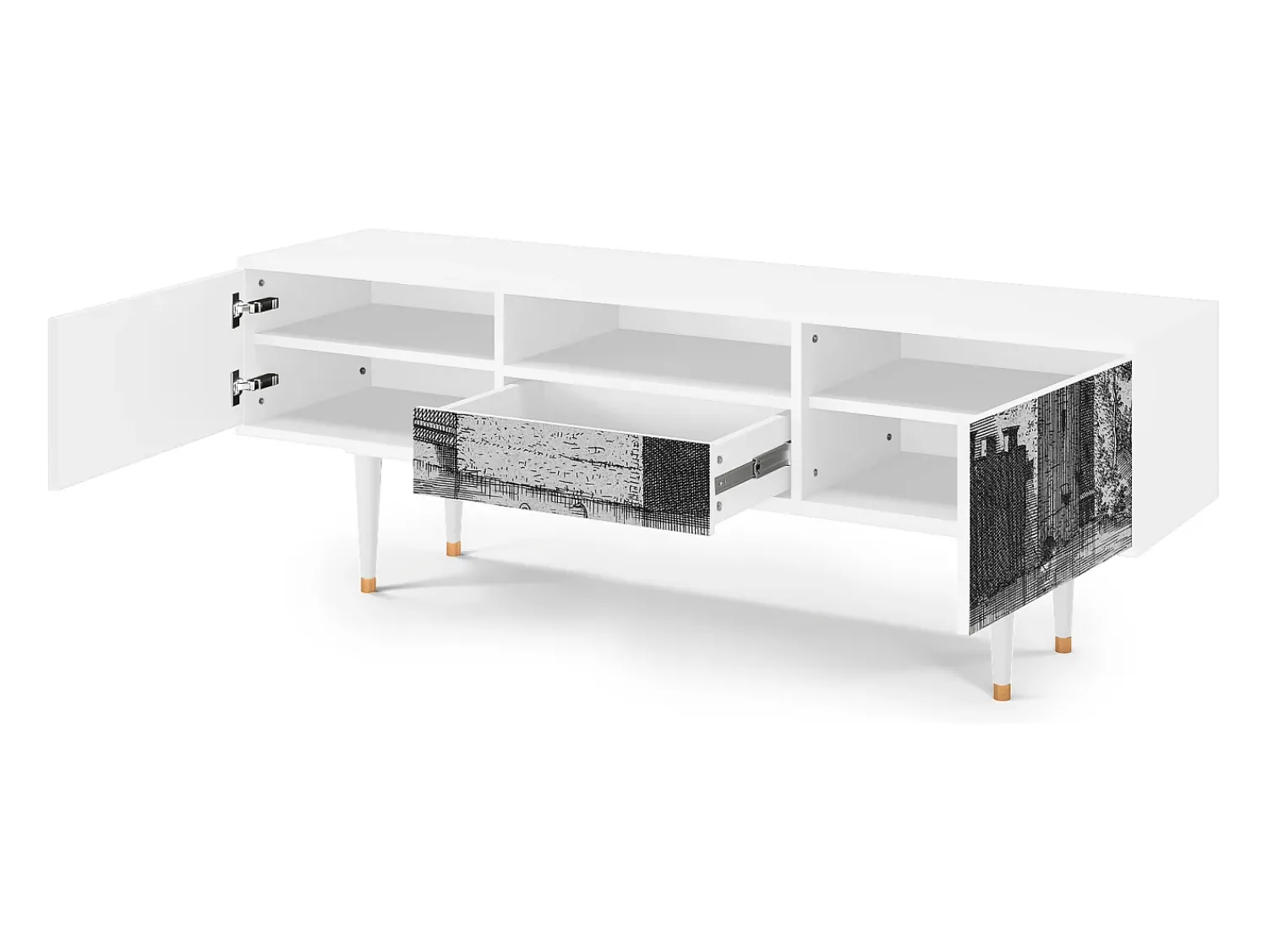 Móvel De Tv| Mueble de TV - 170х59х41 cm - T6 - Castle by Breugel, Branco Bege