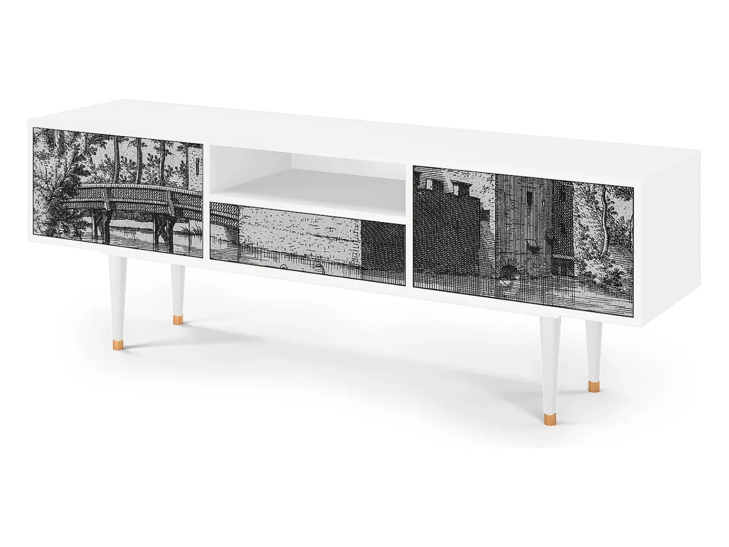 Móvel De Tv| Mueble de TV - 170х59х41 cm - T6 - Castle by Breugel, Branco Bege