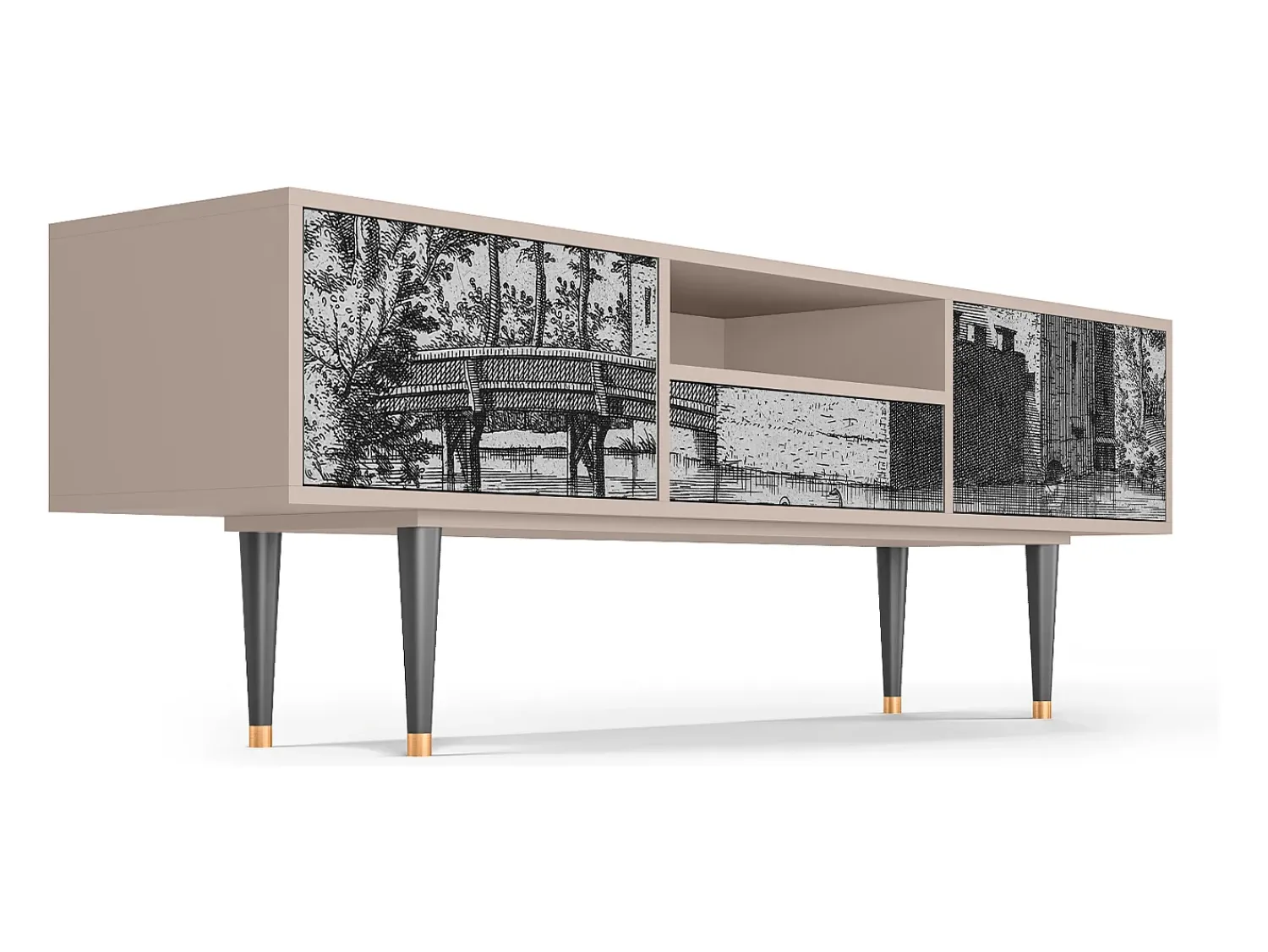 Mueble de TV - 170х59х41 cm - T6 - Castle by Breugel, Latte^ Móvel De Tv