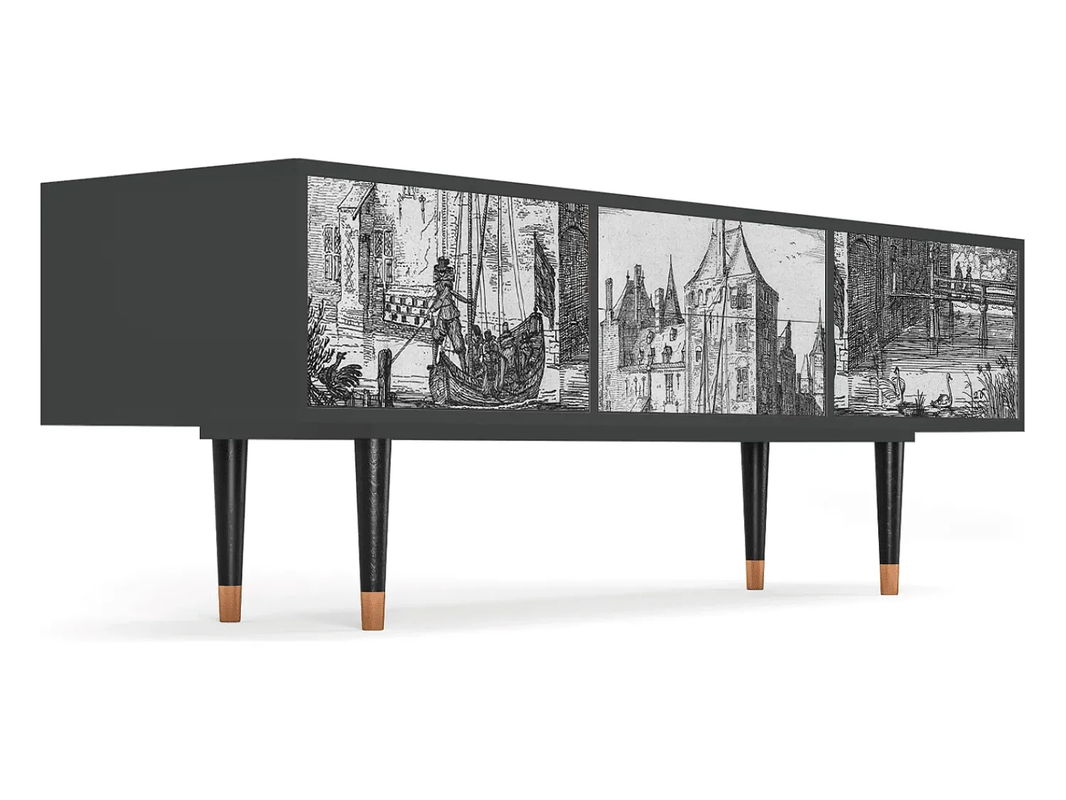 Sale Mueble de TV - 170х59х48 cm - T4 - Castle by Breugel, Antracite Cinza antracite