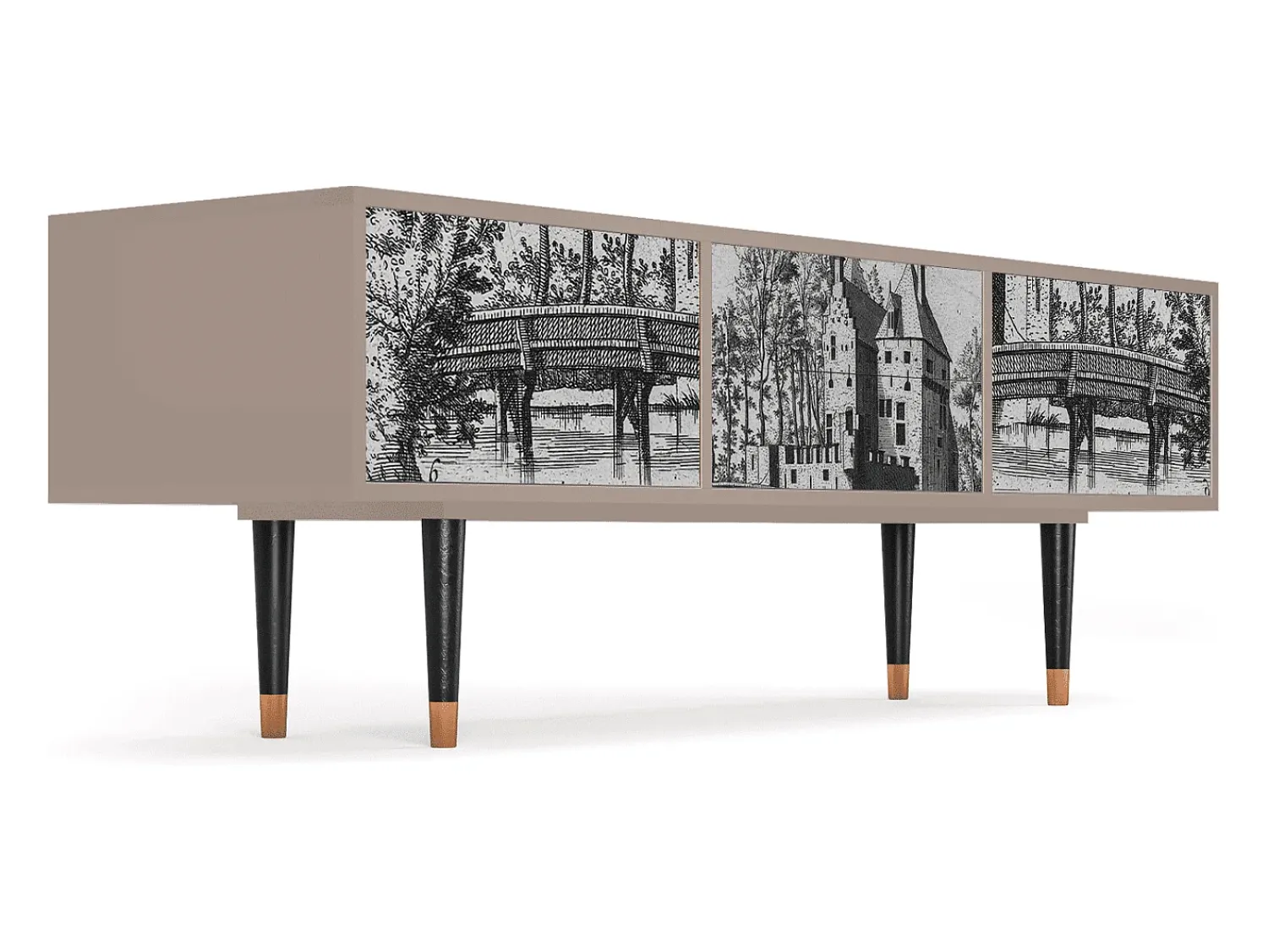 Móvel De Tv* Mueble de TV - 170х59х48 cm - T4 - Castle with Bridge, Latte Bege