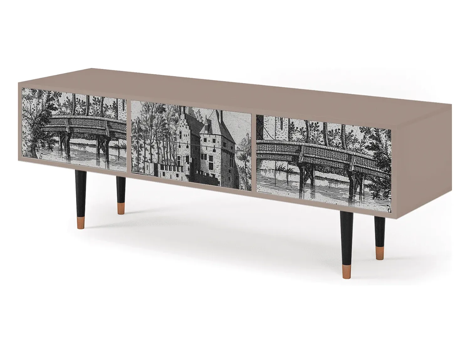 Móvel De Tv* Mueble de TV - 170х59х48 cm - T4 - Castle with Bridge, Latte Bege