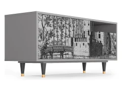 Móvel De Tv| Mueble de TV - 125х56х41 cm - T7 - Castle by Breugel, Cinza Cinzento