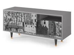 Móvel De Tv| Mueble de TV - 125х56х41 cm - T7 - Castle by Breugel, Cinza Cinzento