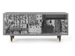 Móvel De Tv| Mueble de TV - 125х56х41 cm - T7 - Castle by Breugel, Cinza Cinzento