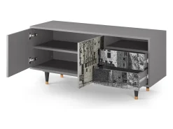 Móvel De Tv| Mueble de TV - 125х56х41 cm - T7 - Castle by Breugel, Cinza Cinzento