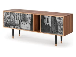 Móvel De Tv* Mueble de TV - 170х69х48 cm - T1 - Castle with Bridge, Nogueira Castanho