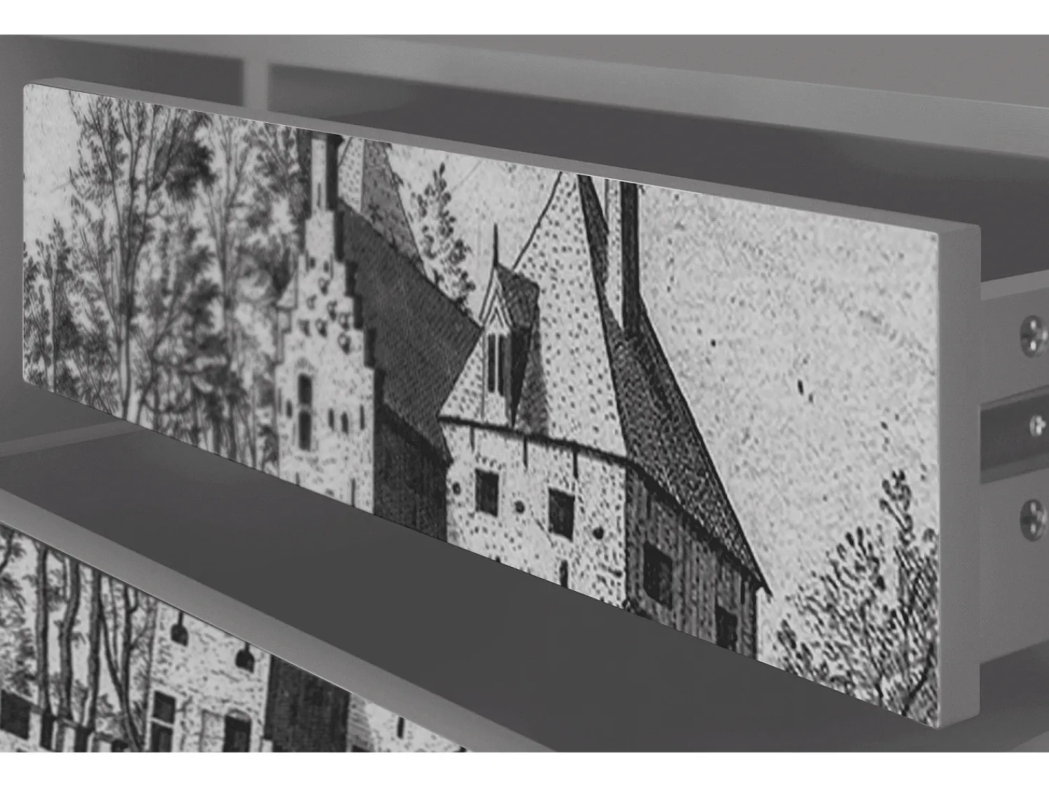 Mueble de TV - 170х59х48 cm - T4 - Castle with Bridge, Cinza^ Móvel De Tv