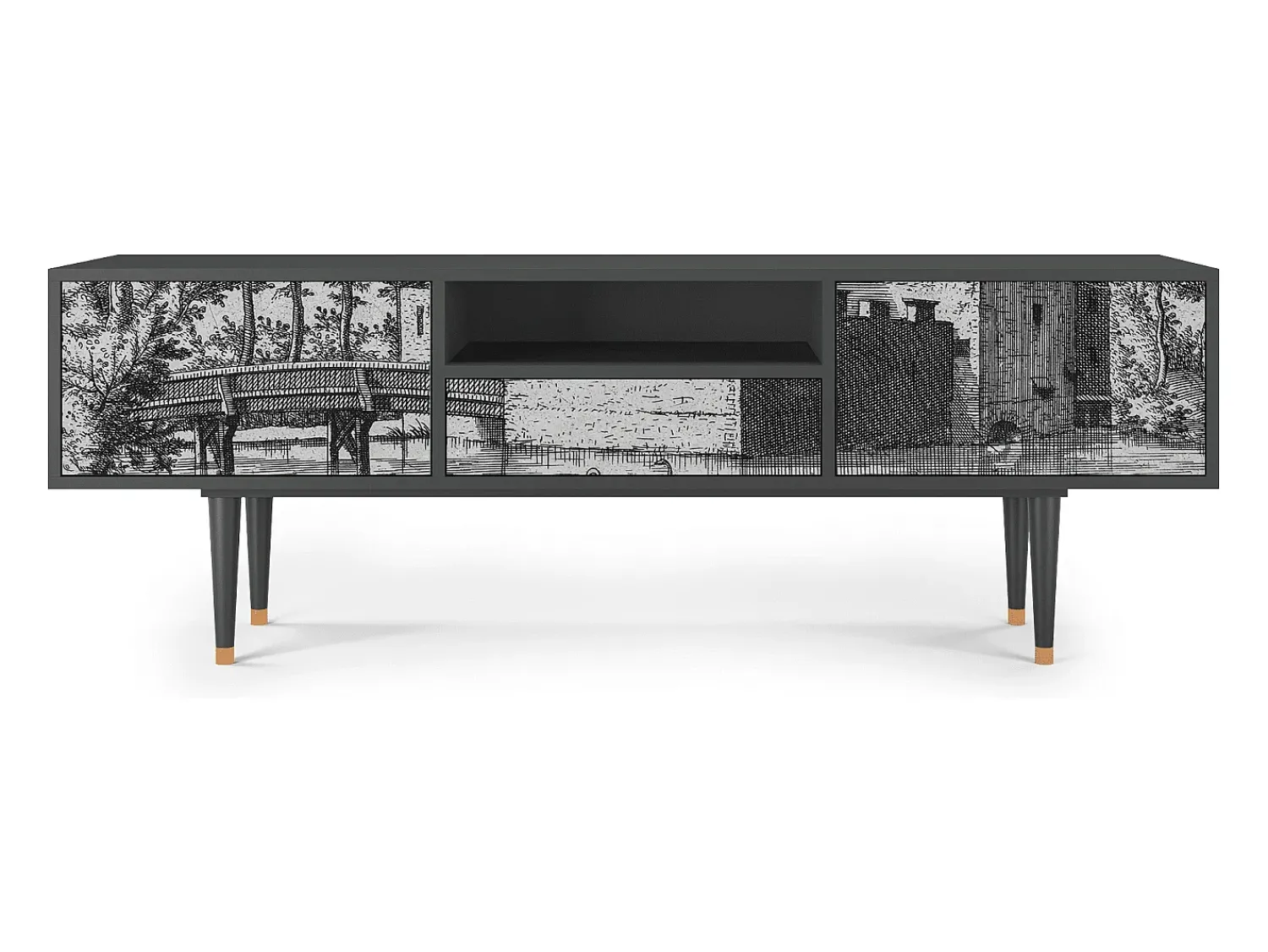 Móvel De Tv| Mueble de TV - 170х59х41 cm - T6 - Castle by Breugel, Antracite Cinza antracite