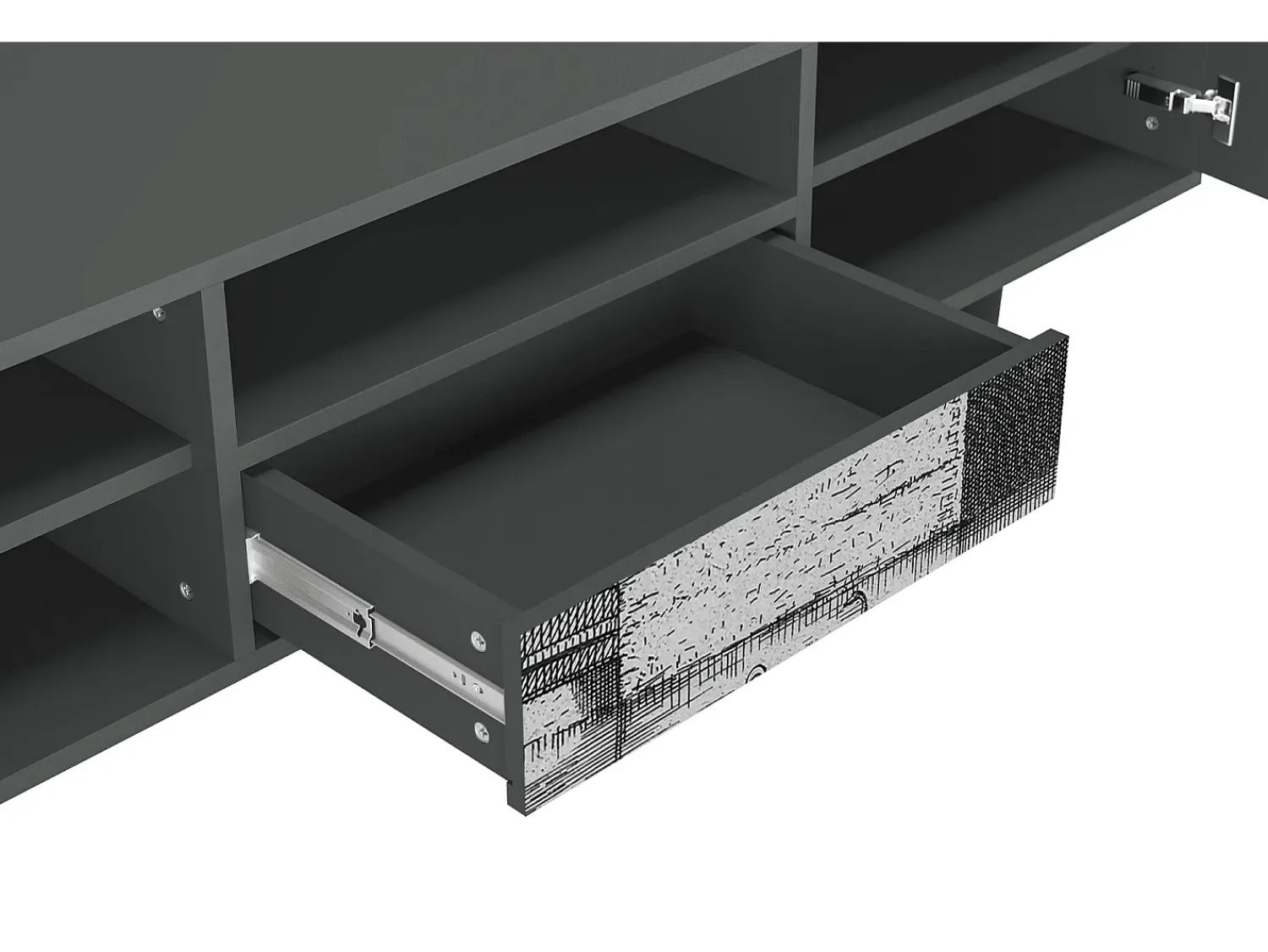 Móvel De Tv| Mueble de TV - 170х59х41 cm - T6 - Castle by Breugel, Antracite Cinza antracite