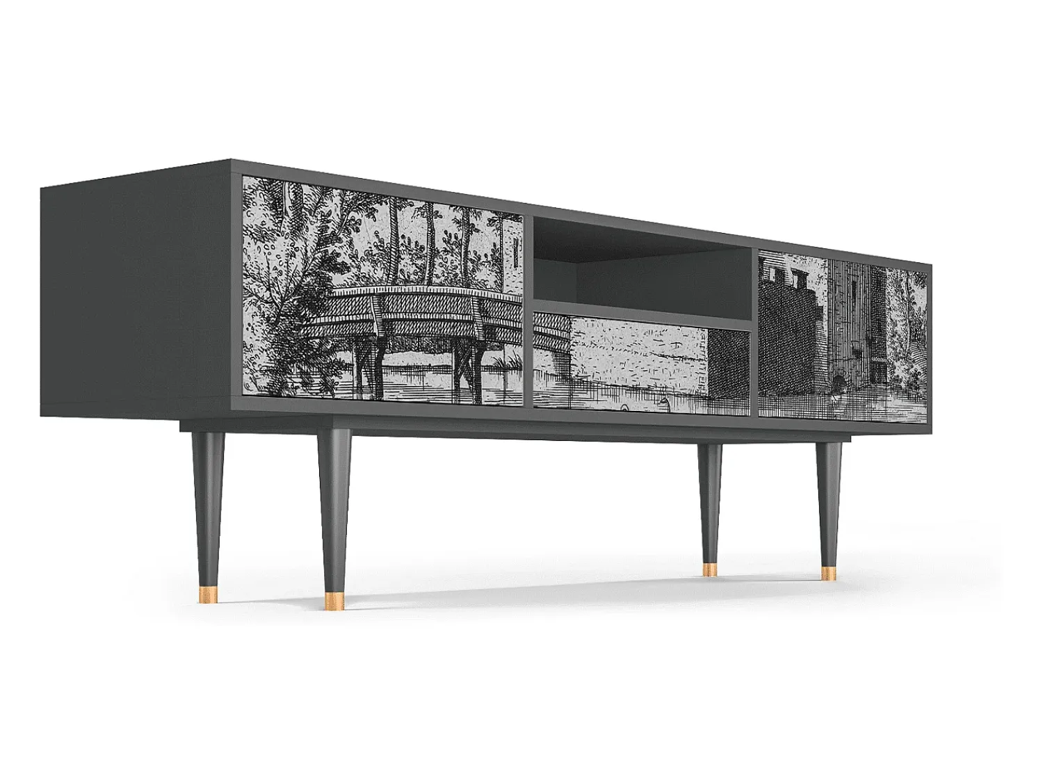 Móvel De Tv| Mueble de TV - 170х59х41 cm - T6 - Castle by Breugel, Antracite Cinza antracite
