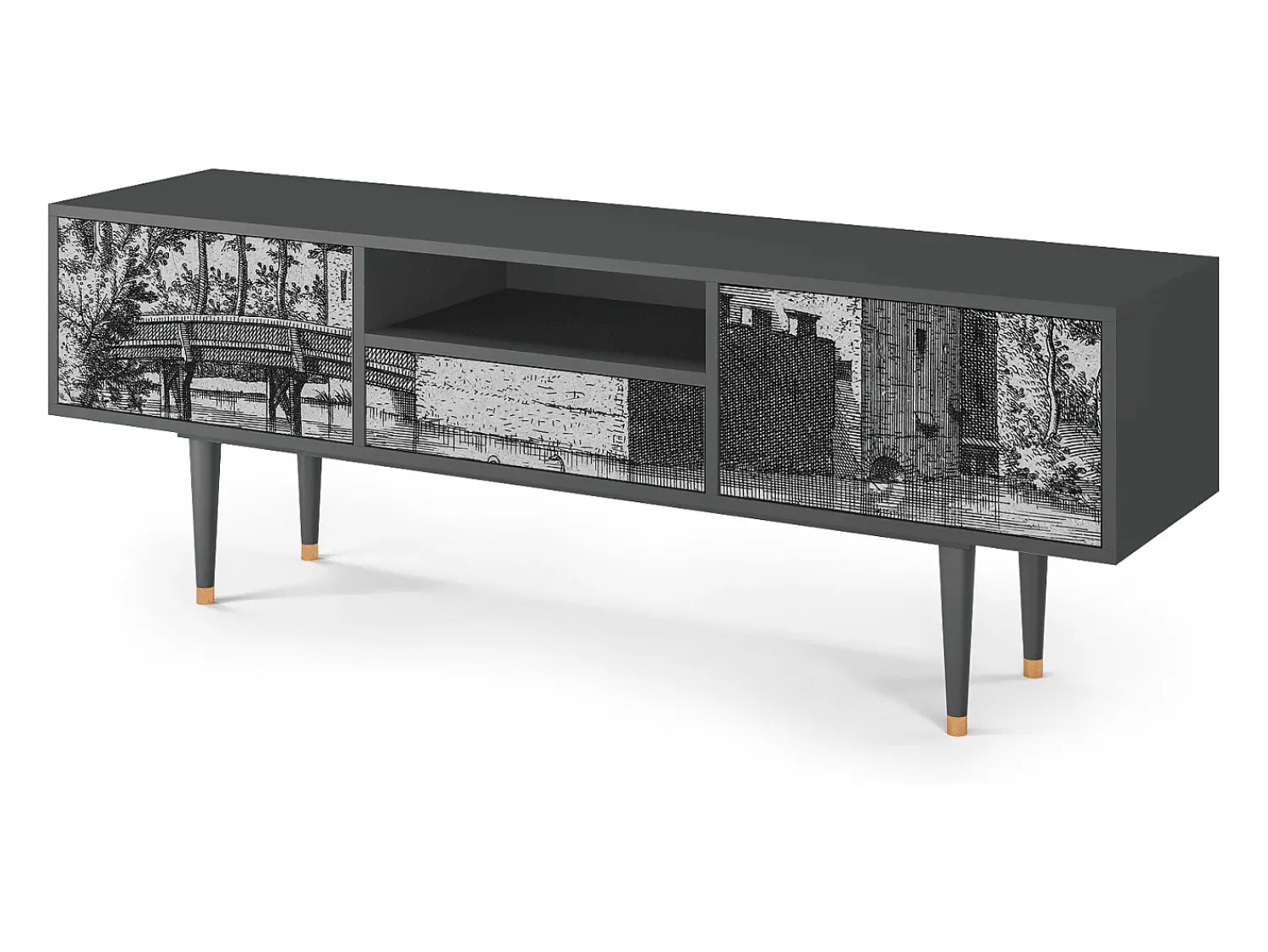 Móvel De Tv| Mueble de TV - 170х59х41 cm - T6 - Castle by Breugel, Antracite Cinza antracite