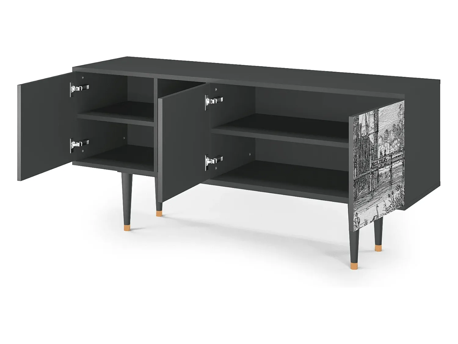 Mueble de TV - 150х69х41 cm - T5 - Castle with Bridge, Antracite^ Móvel De Tv