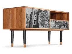 Móvel De Tv| Mueble de TV - 115х59х48 cm - T3 - Castle with Bridge, Nogueira Castanho