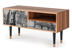 Móvel De Tv| Mueble de TV - 115х59х48 cm - T3 - Castle with Bridge, Nogueira Castanho