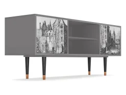 New Mueble de TV - 170х69х48 cm - T2 - Castle by Breugel, Cinza Cinzento