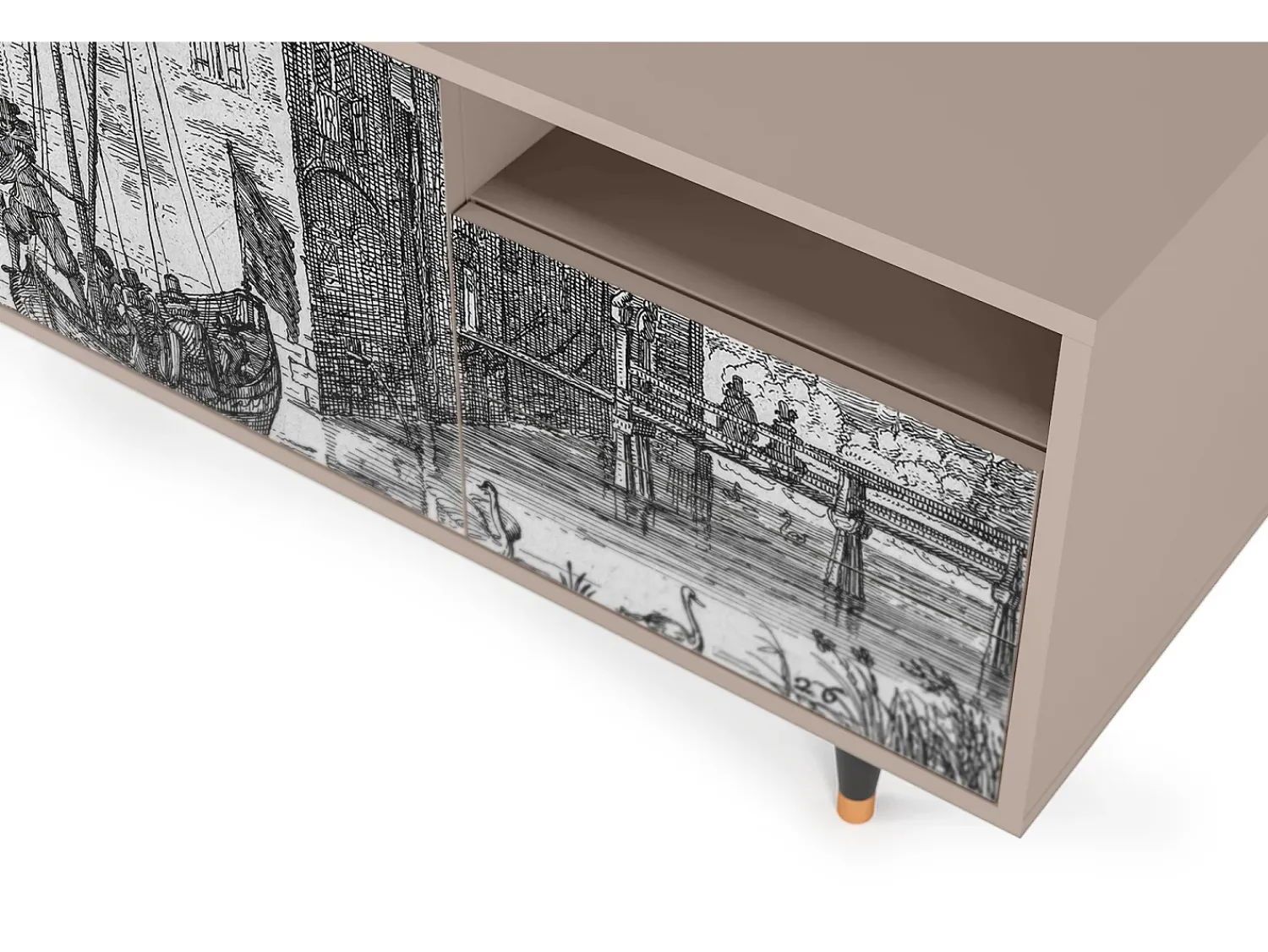 Mueble de TV - 125х56х41 cm - T7 - Castle with Bridge, Latte^ Móvel De Tv