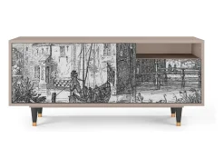 Mueble de TV - 125х56х41 cm - T7 - Castle with Bridge, Latte^ Móvel De Tv