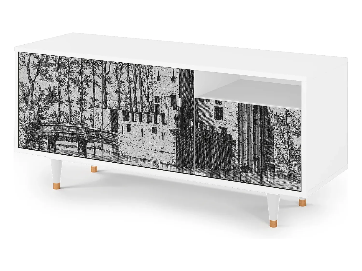 Mueble de TV - 125х56х41 cm - T7 - Castle by Breugel, Branco^ Móvel De Tv