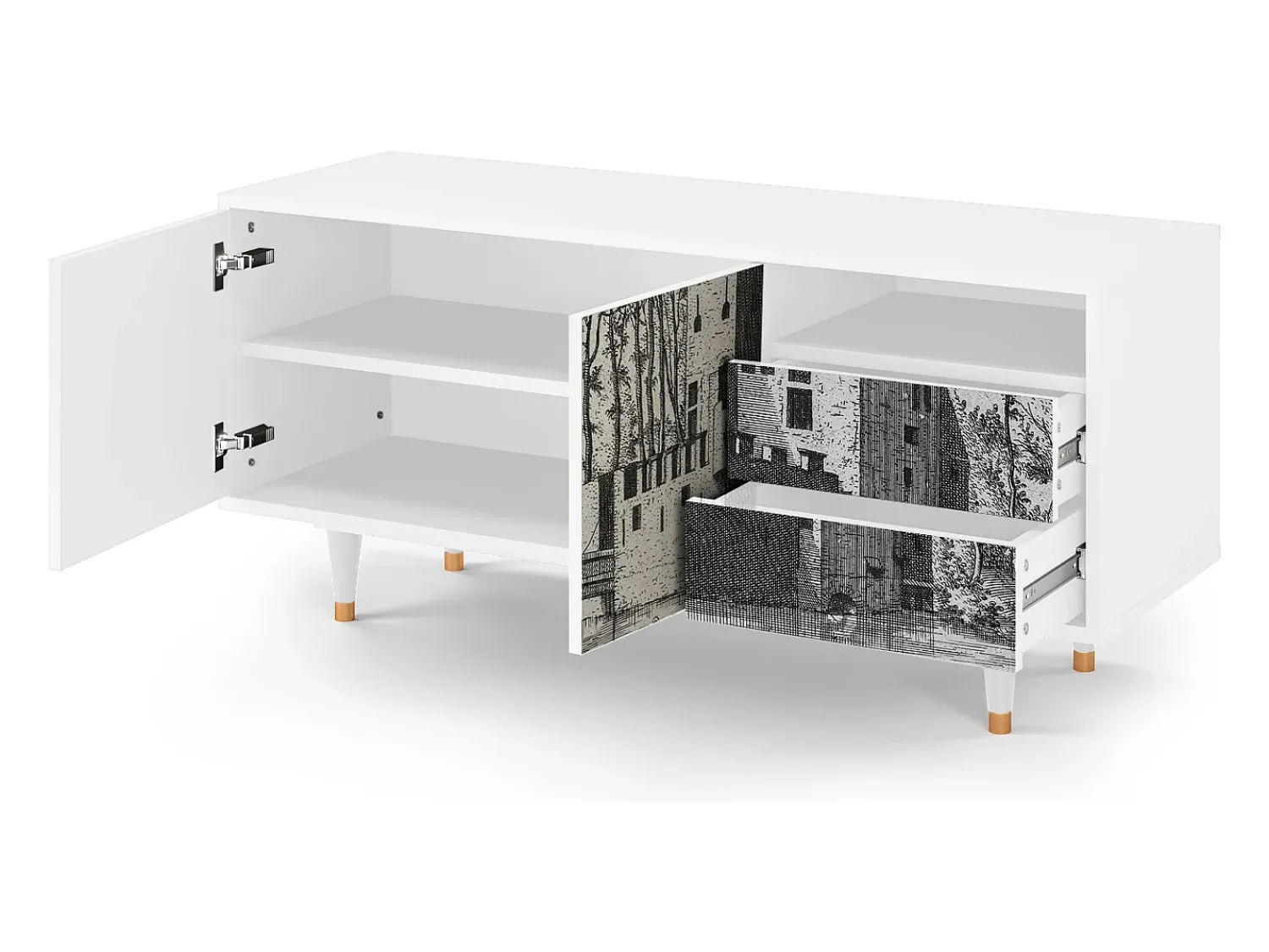 Mueble de TV - 125х56х41 cm - T7 - Castle by Breugel, Branco^ Móvel De Tv