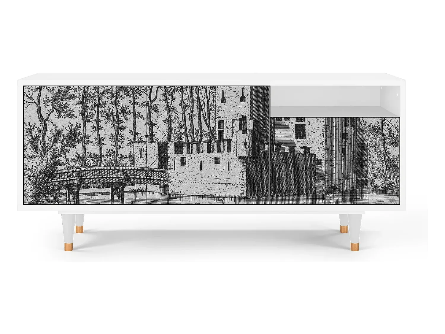 Mueble de TV - 125х56х41 cm - T7 - Castle by Breugel, Branco^ Móvel De Tv