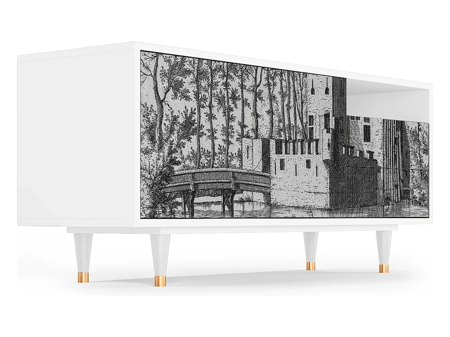 Mueble de TV - 125х56х41 cm - T7 - Castle by Breugel, Branco^ Móvel De Tv