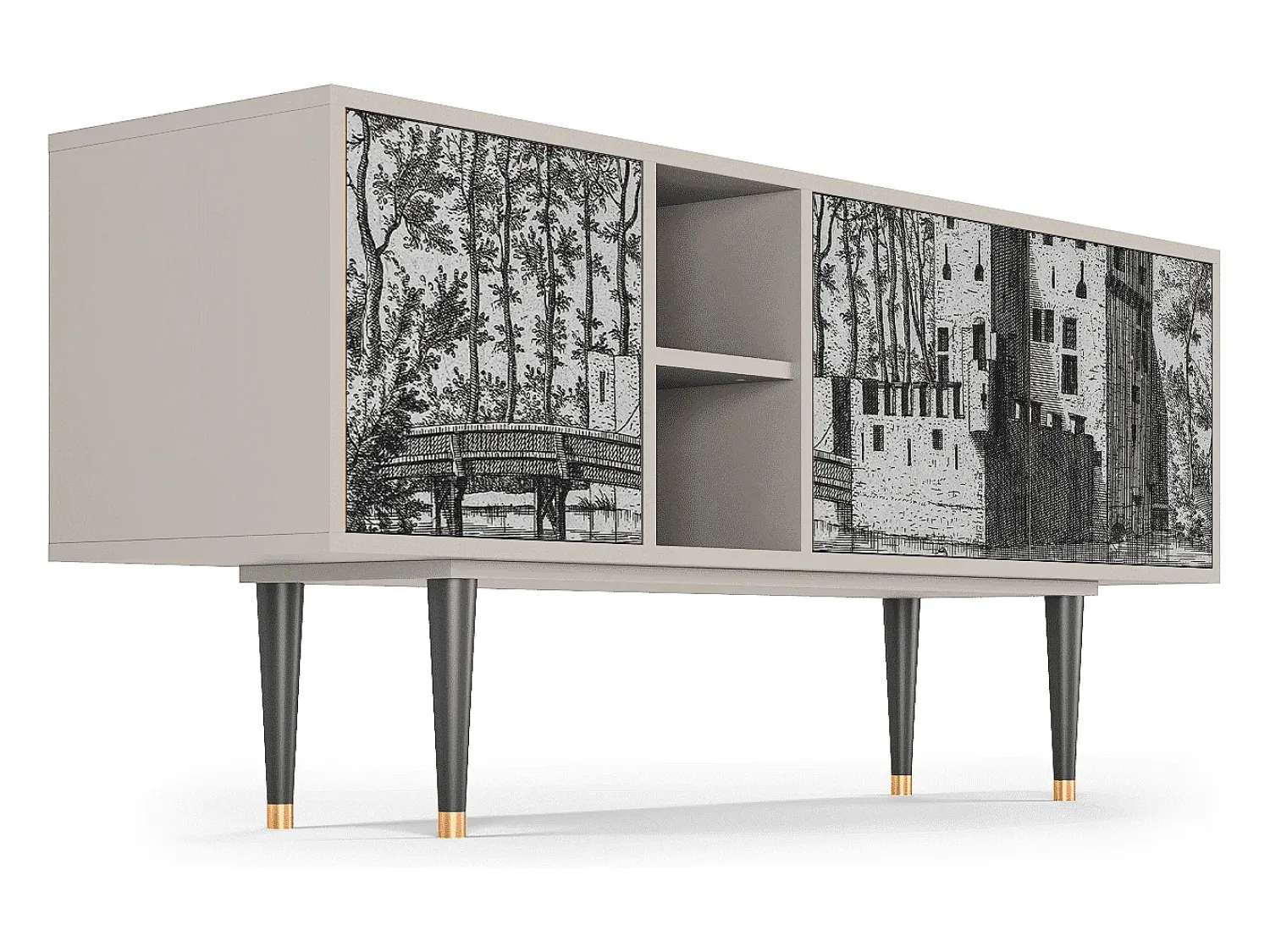 Mueble de TV - 150х69х41 cm - T5 - Castle by Breugel, Areia Bege